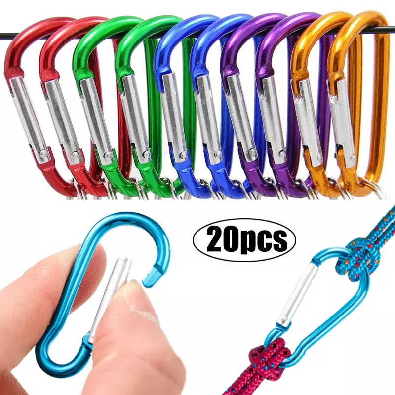 Mini Carabiner Keychain Alluminum Alloy D-ring Buckle Spring Snap Clip Hooks Keychain Carabiner for Keys Camping Accessories