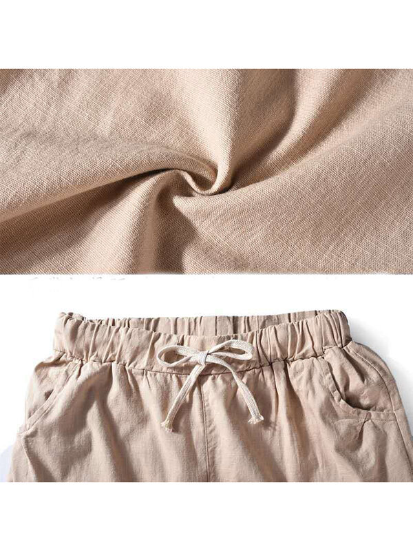 Pantalones bombachos de lino y algodón para mujer, pantalón de cintura elástica, suave, alta calidad, primavera y verano, 2023