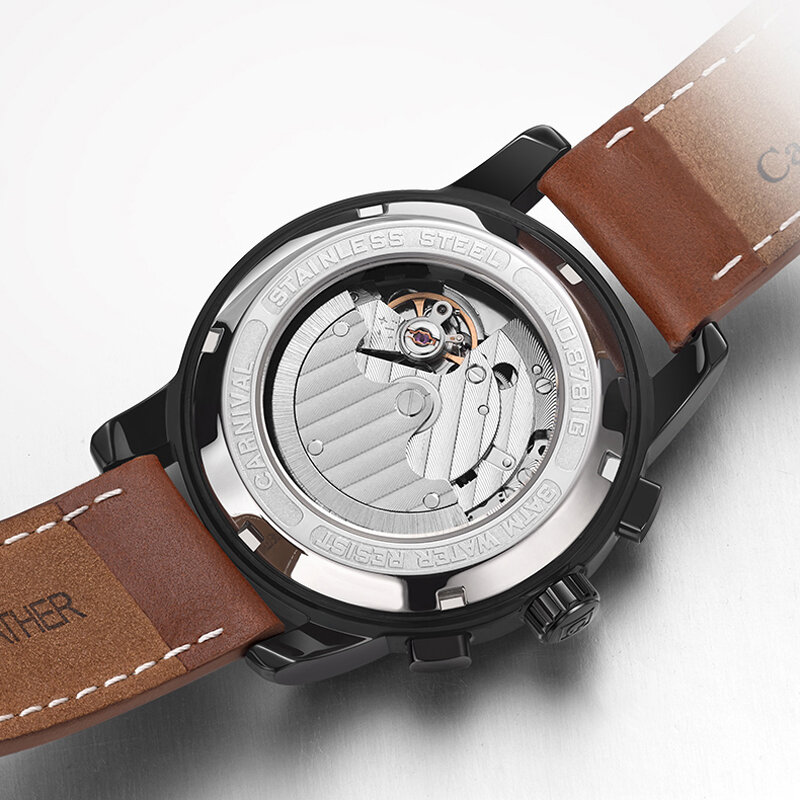 CARNIVAL Fashion Casual 2023 New Men Watch Automatic Mechanical Watch Four Eyes Dial Design Luxury Watch Waterproof Reloj Hombre