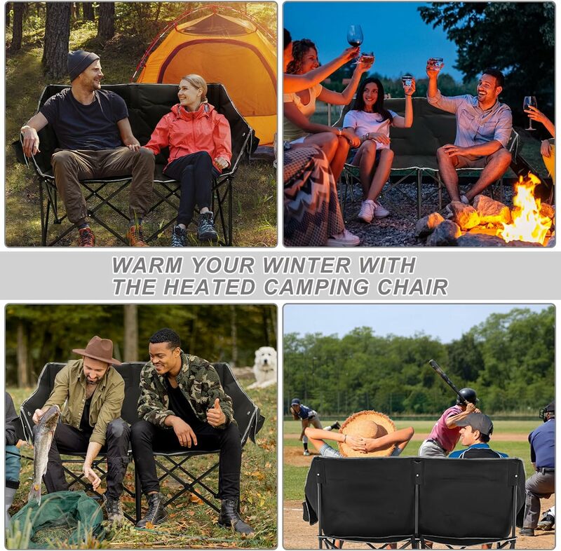 캠핑 의자-더블 오버사이즈 의자, 야외 접이식 따뜻한 의자, 파티오 뒤뜰 정원 잔디 스포츠 캠핑용, 헤비 듀티
