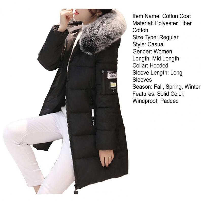 Женское зимнее хлопковое пальто с набивкой и капюшоном средней длины, ветрозащитное теплое пальто на молнии с карманами на молнии, приталенное пуховое пальто, женская одежда