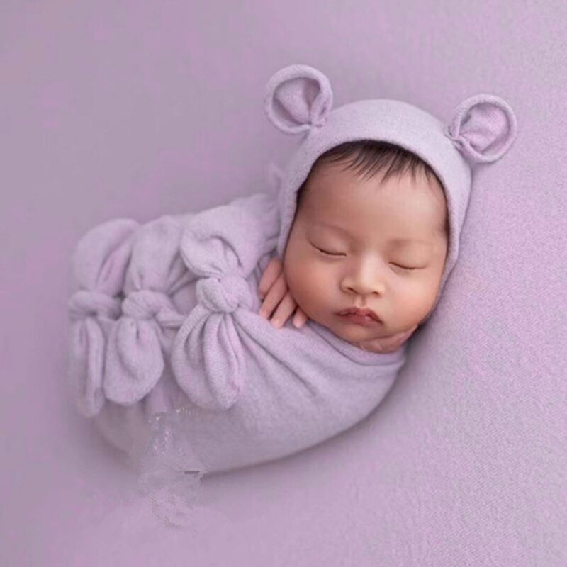 3 Pcs Baby Bonnet Swaddle Wrap สำหรับเบาะรองศีรษะชุดของขวัญสำหรับทารกถ่ายภาพเสื้อผ้า Fotografia ชุด Accesso