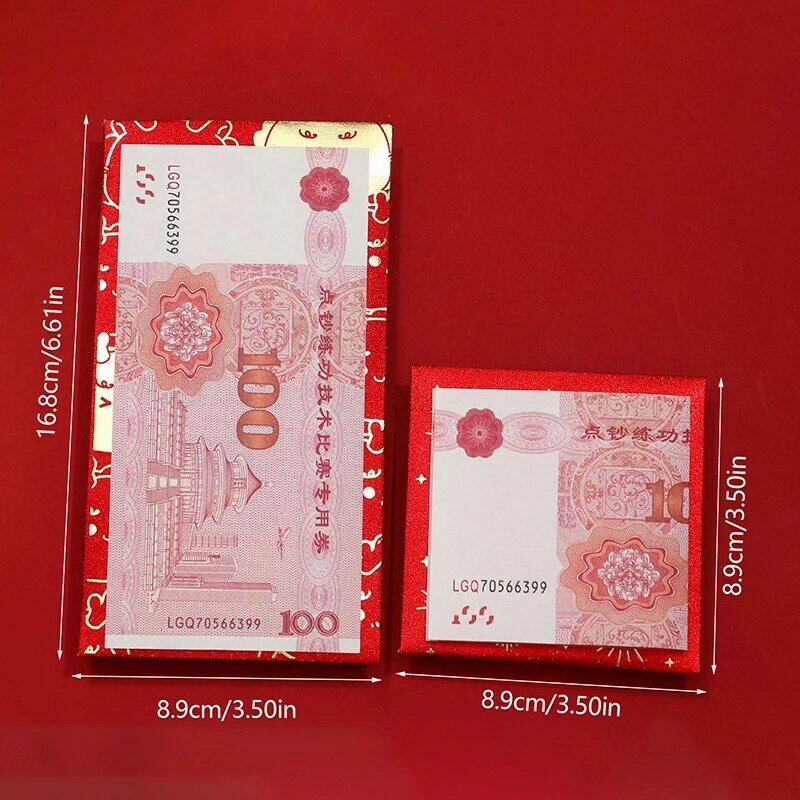 Sobres Rojos con patrón del zodiaco, bolsa de dinero de la suerte, suministros de Año Nuevo, 6 piezas, 2024