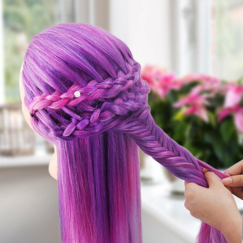 66cm Colorful Mannequin Heads For Braiding Maniquí Hair Dolls Head Synthetic Hair Training Hairdresser Styling Model For Child