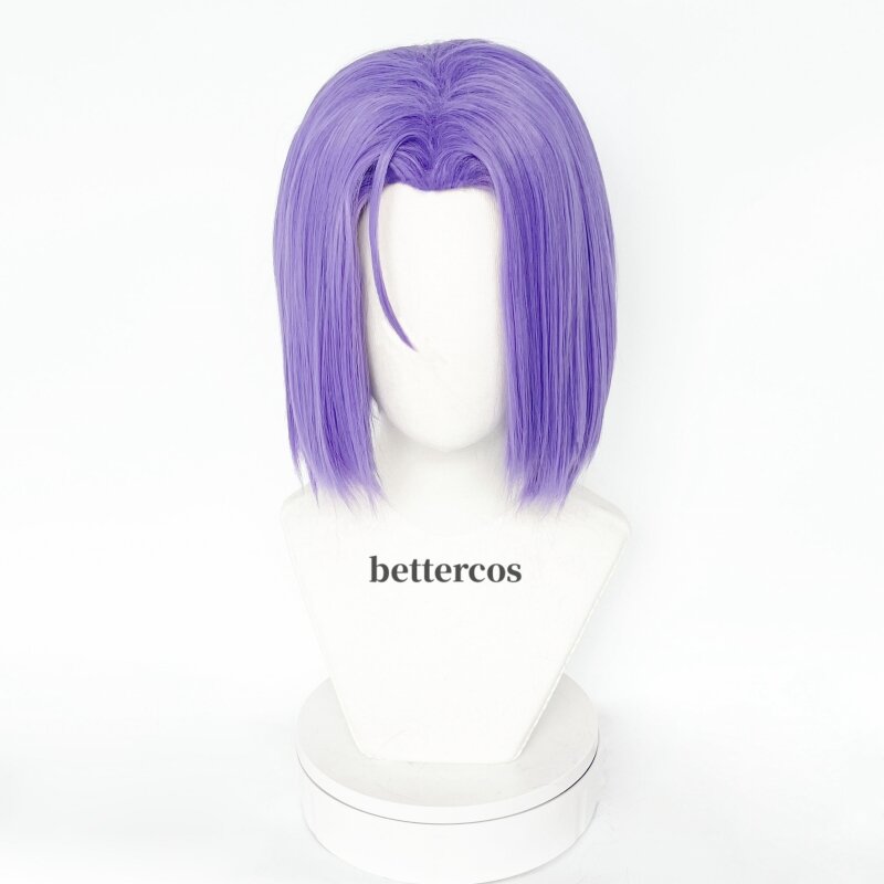 High Quality Rocket James Cosplay Wig Short PurpleHeat Resistant Synthetic Hair Anime Role Play Wigs + Wig Cap