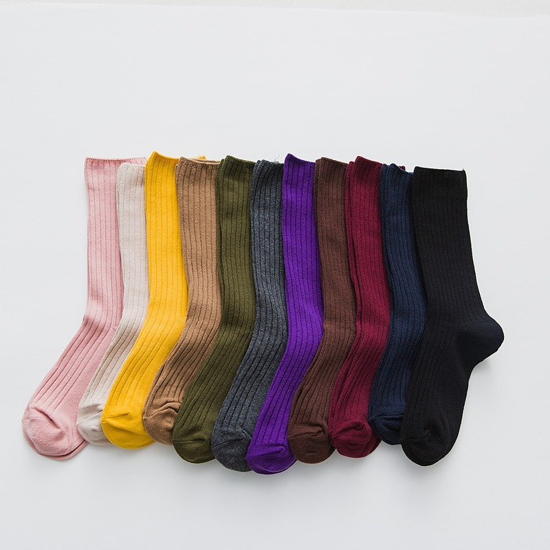 Хлопковые свободные женские носки в стиле Харадзюку, однотонные длинные вязаные носки в японском ретро стиле для школьниц средней школы в Корейском стиле, черные розовые дизайнерские