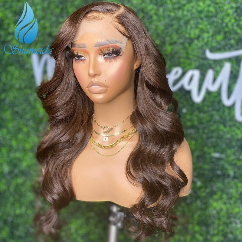 Shumeida 13x4 Brazilian Remy Human Hair Wig with Baby Hair 13x6 Lace Front Wigs Brown Color 5x5 Closure Wig for Black Women