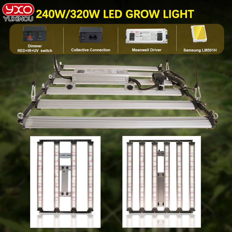 650W 1000W Samsung LM301H EVO MeanWell LED Grow Light Bar Timmer UV IR On/Off per Indoor Flower Tent crescita delle piante Phyto Lamp