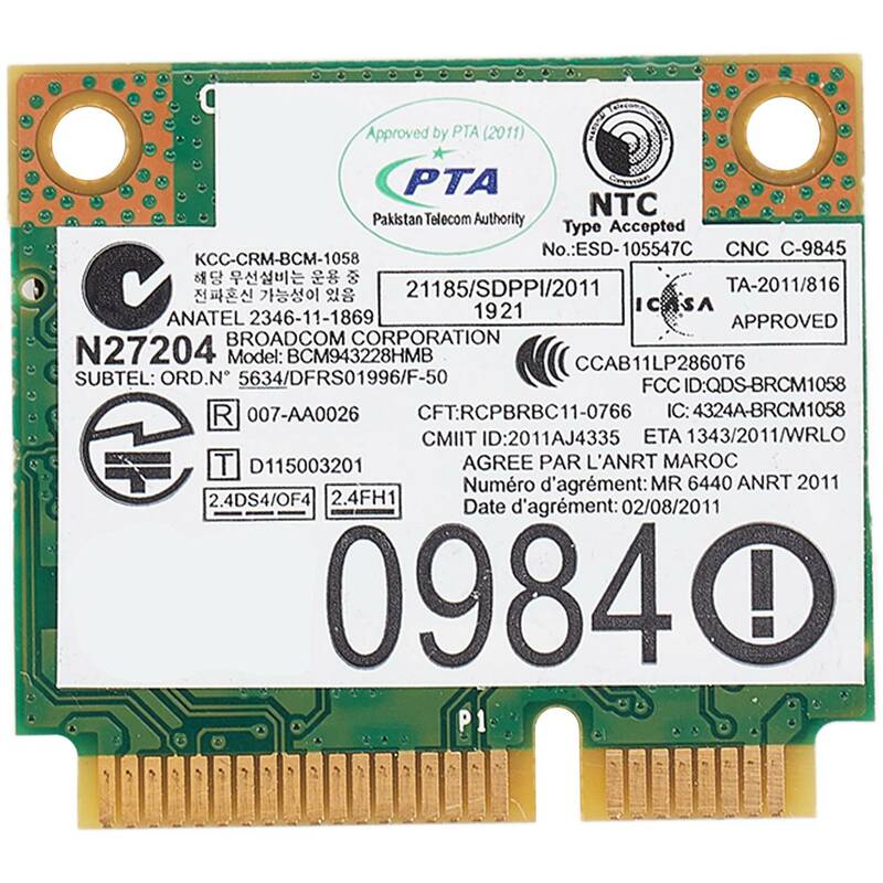 BCM943228HMB اللاسلكية نصف بطاقة PCI-E الصغيرة ، واي فاي ، بلوتوث 4.0 ، المدمجة لينوفو E130 ، E135 ، E330 ، E335 ، E530 ، E535 ، E430 ، 4.0 ، 04W3764