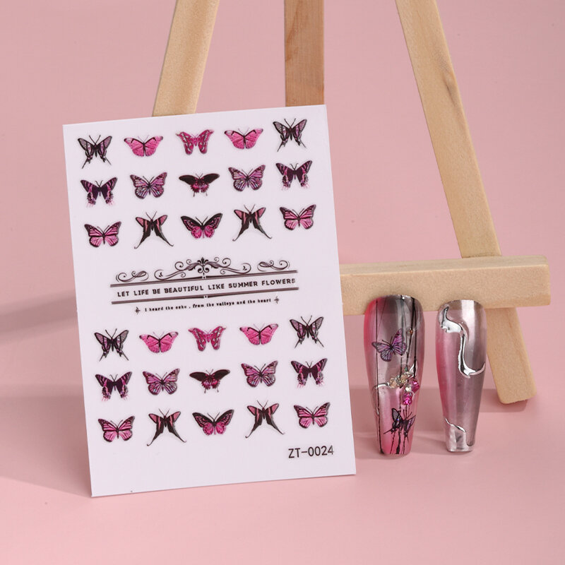 Padrões de borboleta decalques para mulheres e meninas, adesivos DIY Nail Art, decoração de beleza para senhoras, novo design