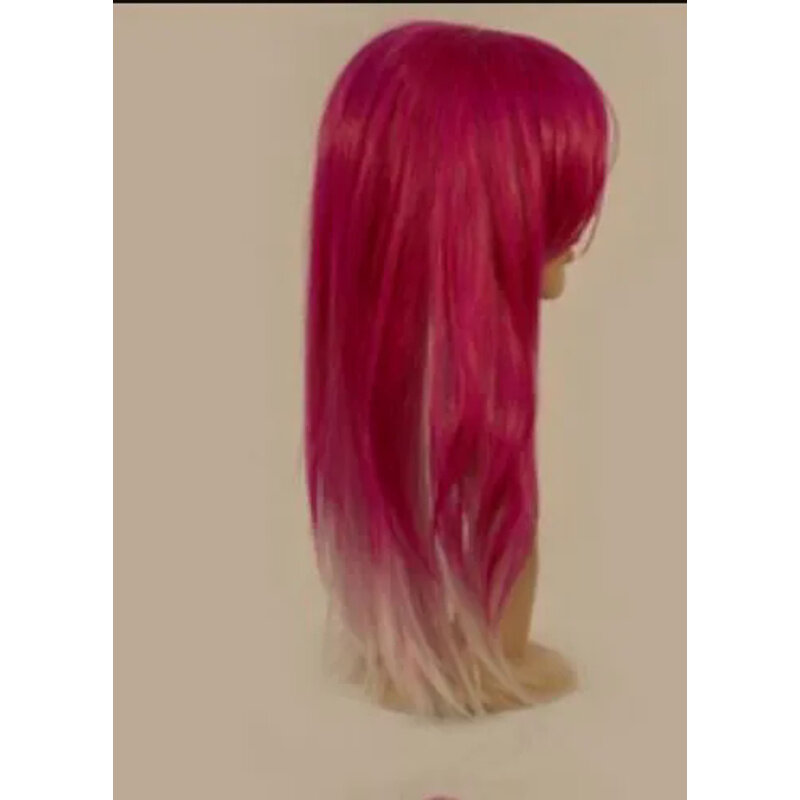 New fashion womens wig dark red long straight anime cosplay party wig