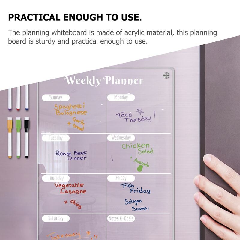 Magnetic Frigorífico Board com canetas, programação diária, Mensagem e Writing Board