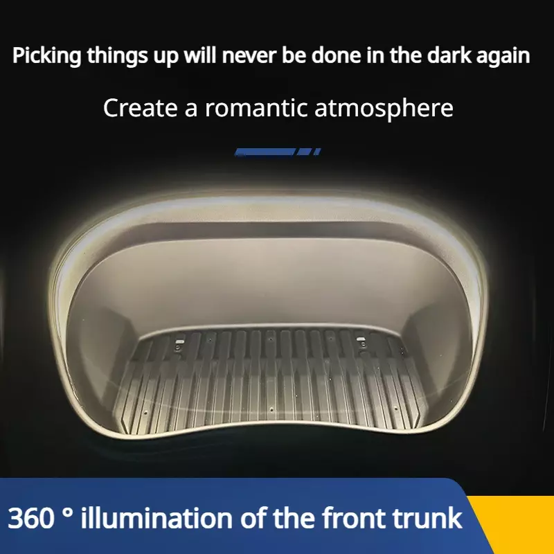 Faixa de luz do tronco frontal para Tesla, lâmpada LED Atmosphere, novo modelo 3, Highland 2024, acessórios de carro, iluminação frontal