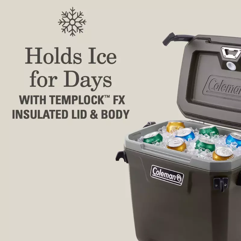 Refrigerador rígido portátil para acampar, Peito de Gelo de Alto Desempenho, Refrigeradores Livres, Praia e Exterior, Cor De Noz Marrom, 28 Quart Ice Box