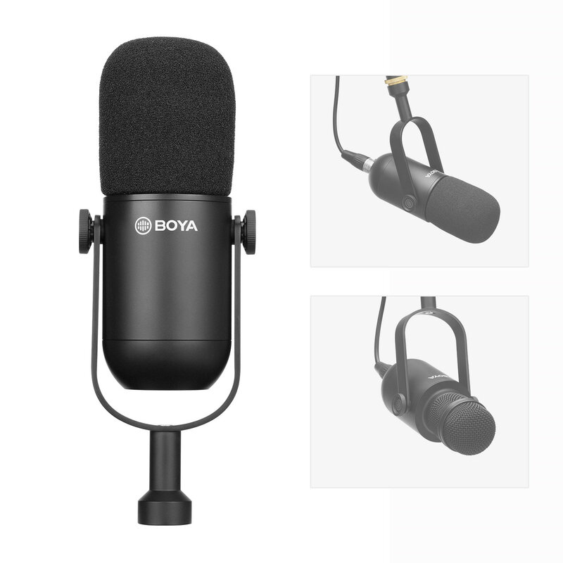 BOYA BY-DM500 mikrofon dinamis profesional, rekaman Studio siaran langsung podcasting Cardoid