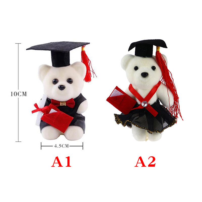 1PCS 12/10cm Standing Graduation Ceremony Bear Doll Flower Bouquet Decoration Graduates Gift Accessories