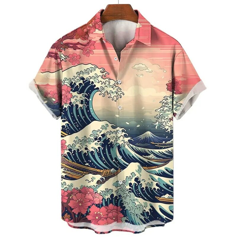 Camisetas de manga corta para hombre, ropa gráfica de estilo japonés Ukiyoe, ropa de calle de gran tamaño para verano, novedad de 2024