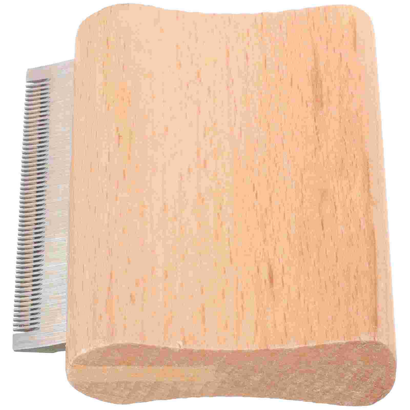 Wooden Face Cleaning Scrub Brush Hair Metal Dog Shedding Grooming Scraper for Dogs Deshedding The Comb Scraper