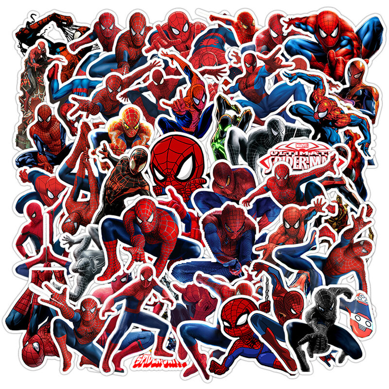 Autocollants waterproof à l'effigie de Marvel Super Spiderolk, 10/30/50 pièces, stickers, cool, Disney, décoration pour ordinateur portable, skateboard, téléphone, jouet pour enfant
