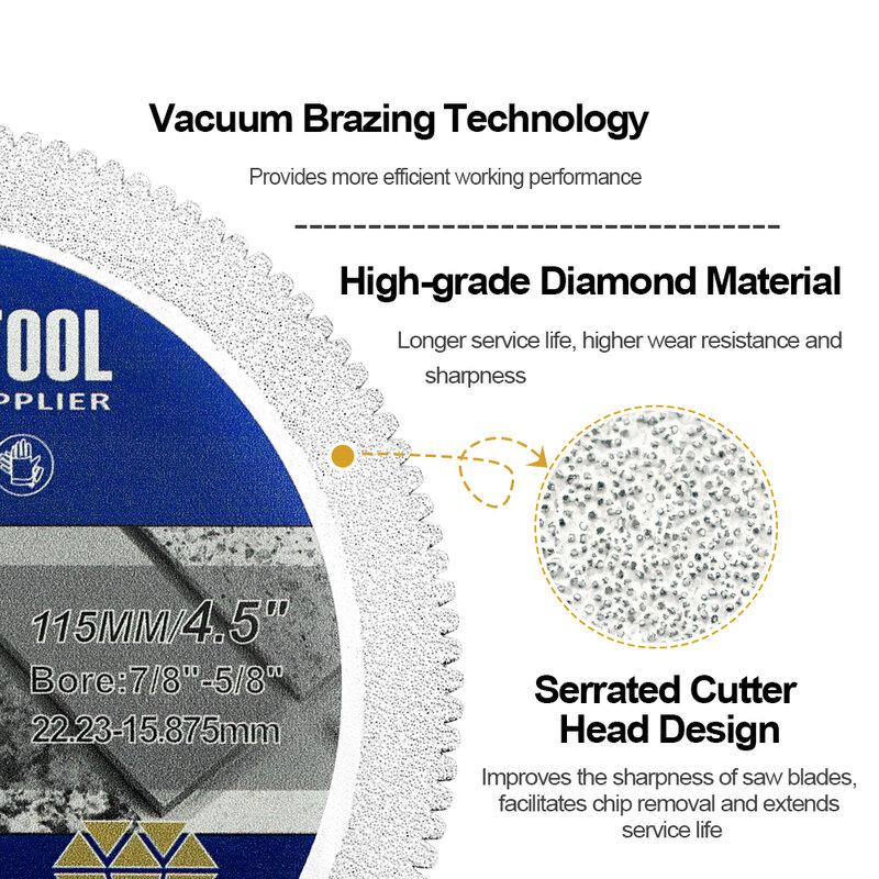 SHDIATOOL Diamond Cutting Disc Dia115mm Dry Cut Marble Granite Quartz Tile Ceramic 4.5" Plate Saw Blade Masonry Stone