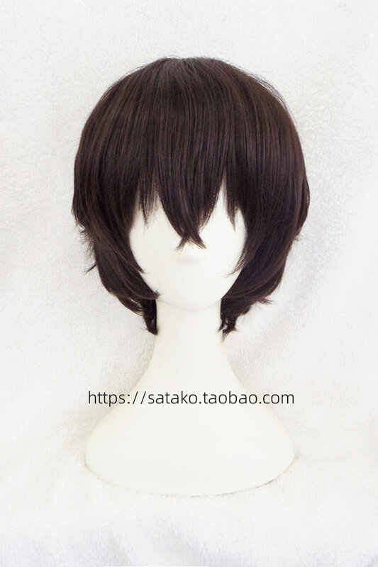 Aoi-マットシルクwenhaoワイルドドッグウィッグ,osamu dazai,自然なマイクロボリューム,茶色と黒,男性の髪のシミュレーション,頭皮