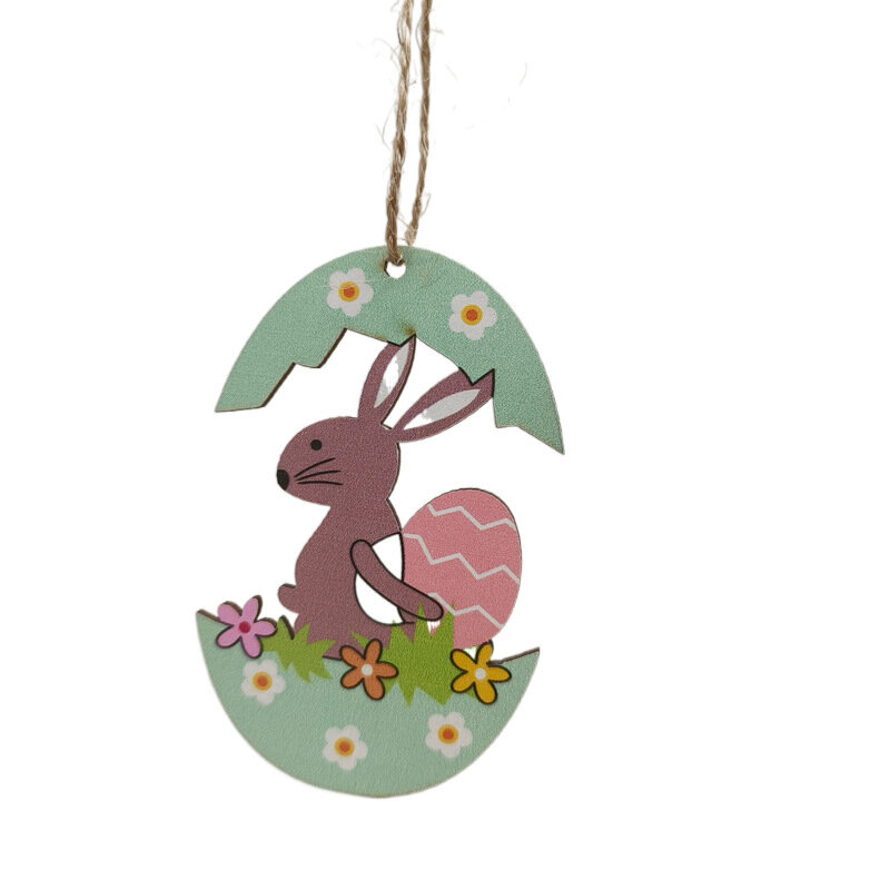 Pendentif créatif de lapin de dessin animé de Pâques, artisanat en bois, décoration de la maison, nouveau