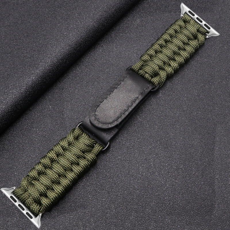Tali Tali untuk jam tangan Apple, Ultra 2 gelang 49mm 45mm 44mm 42mm 41mm 40mm gelang kepang nilon kasar olahraga iWatch 9 8 7 6 SE