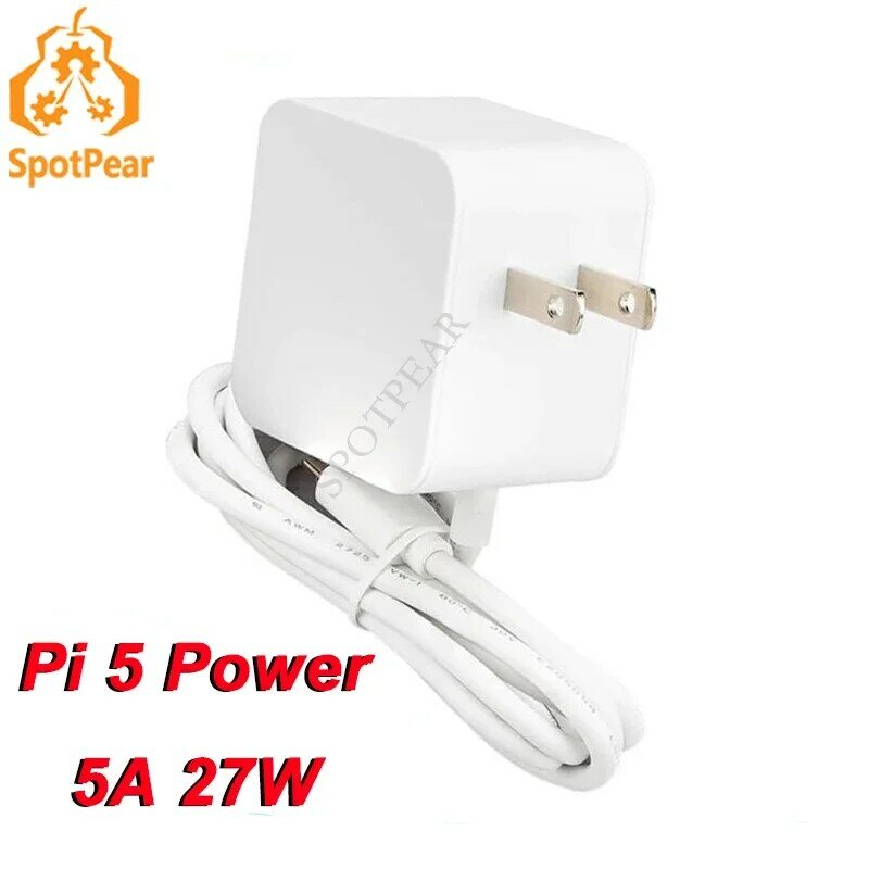 طاقة USB من النوع C الرسمي الأصلي لسيارة التوت Pi 5 ، 5V ، 5A PD Power ، 27W