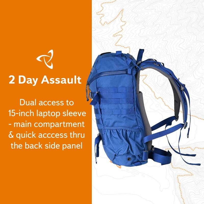 Mystery Ranch 2 Day Backpack - Tactical Daypack Molle Hiking Packs, 27L - Small/Medium - Indigo