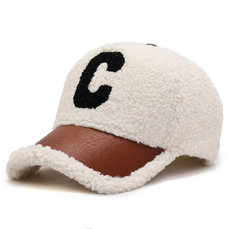 Casquette de baseball en laine d'agneau brodée de lettres, casquettes Teddy, cachemire chaud, capsynchronisation, hiver, nouveau, 2022