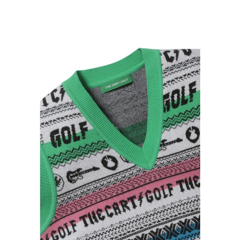 V-Neck malha colete feminino, camisola sem mangas, golfe ao ar livre, quente, listra distintiva Design, High-end e versátil