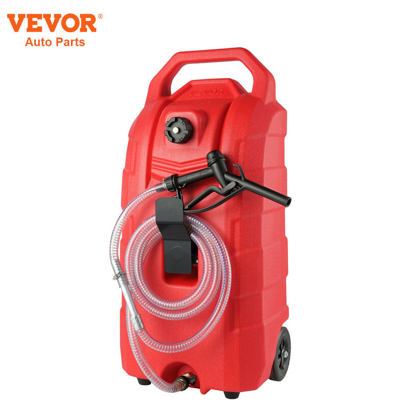 VEVOR 16 Gallon Fuel Caddy Portable Gas Storage Tank Container with Hand Pump Rubber Wheels Fuel Transfer Storage Tank for Car