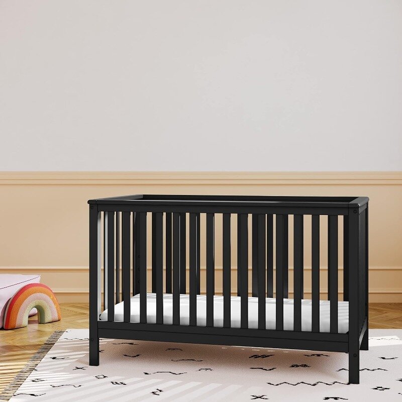 سرير ستوركرافت-سرير قابل للتحويل باللون الأسود ، 4 في 1 ، يتحول إلى سرير نهاري ، سرير طفل صغير ، سرير بالحجم الكامل