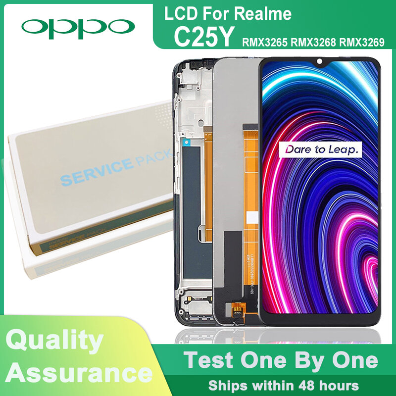 Original 6.5 ''สำหรับ Oppo Realme C25Y LCD Touch Screen Digitizer Assembly สำหรับ Realme C25Y RMX3265 RMX3268 RMX3269จอแสดงผล