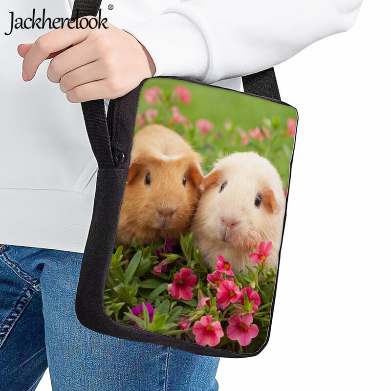 Jackherelook tas bahu motif hewan Guinea Pig 3D untuk anak-anak tas sekolah kecil kasual tas selempang bepergian wanita