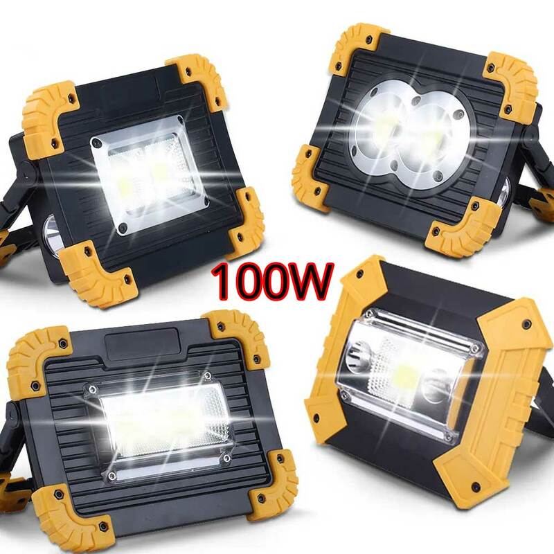 3000000LM 100W Portable Led Spotlight Super Bright Led Work Light USB Rechargeable for Outdoor Camping Lamp Led Flashlight