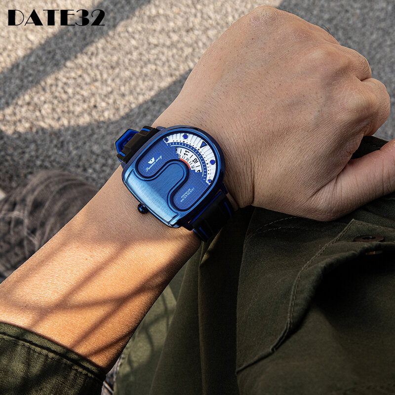 Luxo relógio masculino único estilo casual novo conceito dial quartzo relógio de pulso forma sucesso marca esportes relógios moda homem relógio