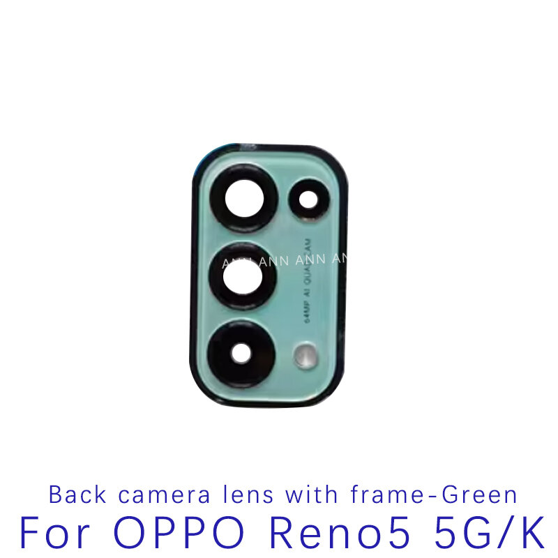 Lente de vidro com tampa para Oppo Reno 5, lente traseira principal com cola, peças de reposição, 5G