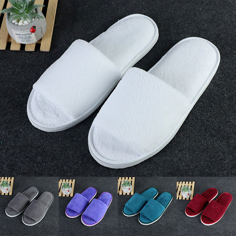 Sandal Sekali Pakai Hangat Anti-selip Sandal Warna Solid Sandal Bersirkulasi untuk Rumah Hotel Sepatu Wanita Musim Dingin Sepatu Pernikahan