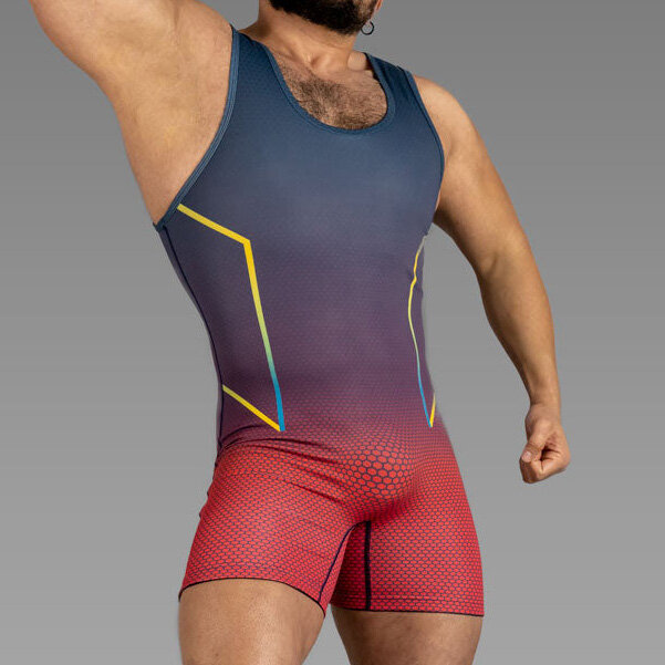 มวยปล้ำ Singlets Triathlon Bodysuit WWE Gym Breathable กีฬา Skinsuit ชุดว่ายน้ำมาราธอนวิ่งยกน้ำหนัก PowerLifting