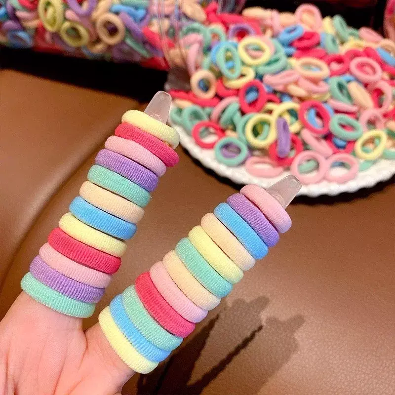 Diademas pequeñas de goma de colores para niña y niño, accesorios básicos de nailon para Coleta, Scrunchie Ealstic, 100/500 piezas