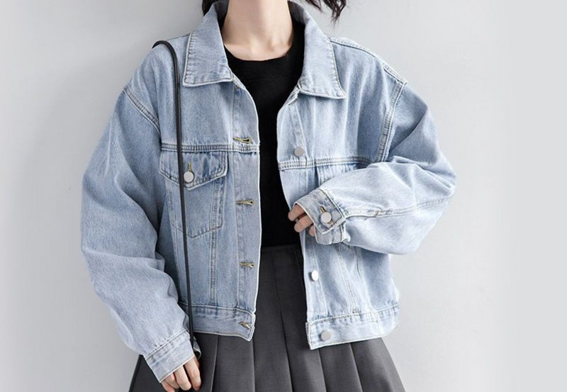 Denim Coat Primavera e Outono Novo Relaxado Design Sentido Pequeno Retro Hong Kong Estilo Versátil Jacket Top das Mulheres