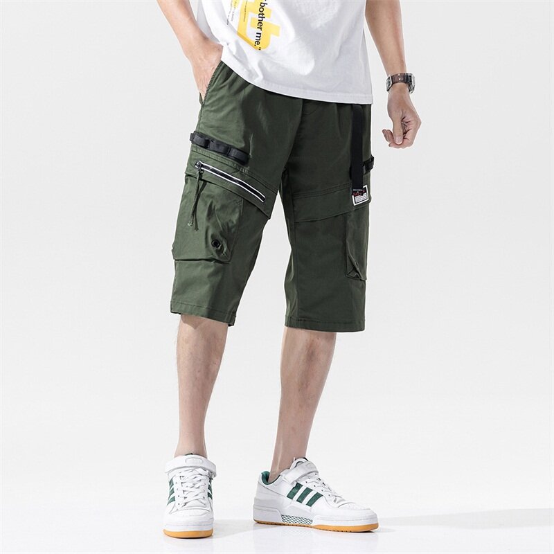 Shorts de bolso grande masculino, shorts retos multi-bolsos, moda casual verão, nova tendência, 2023