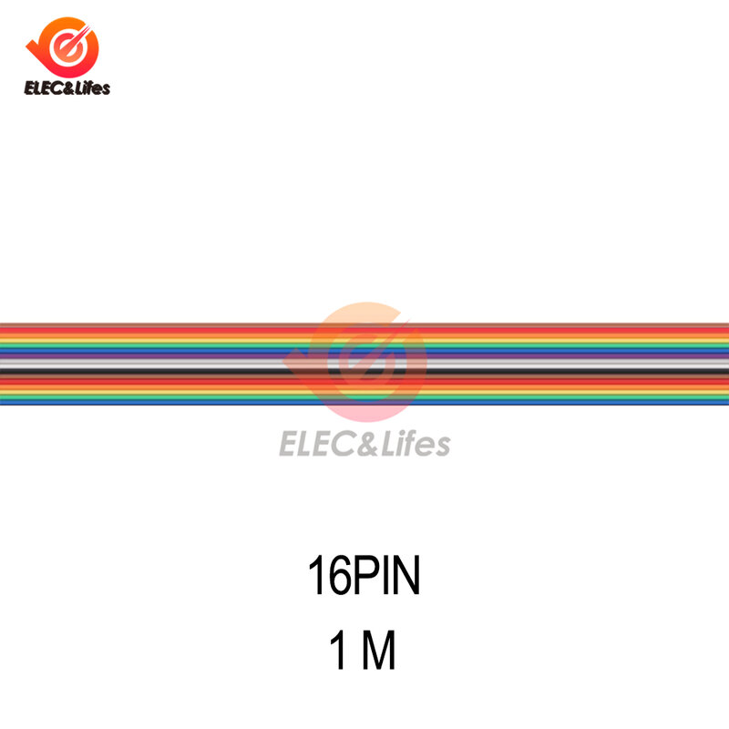 Cable de cinta plana de Color arcoíris para conector FC DuPont, 1 metro, 10P/12P/14P/16P/20P/26P/34P, 1,27mm, 100cm