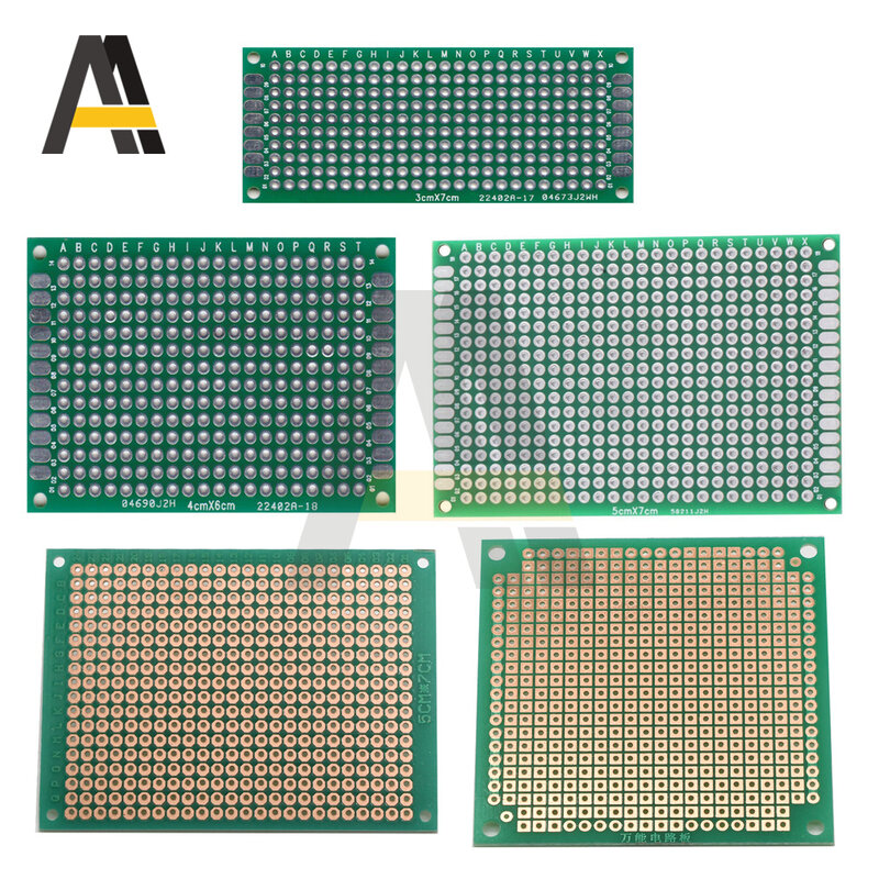 Placa de pruebas PCB de doble cara, placa Universal chapada en estaño de una sola cara, 2x8, 3x7, 4x6, 5x7, 5x7, 6x6, 1 pieza