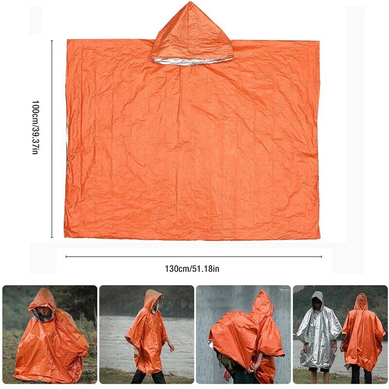 Cobertor de primeiros socorros dobrável e multifuncional, tenda de emergência saco de dormir, capa de chuva portátil, equipamento de sobrevivência para caminhadas ao ar livre