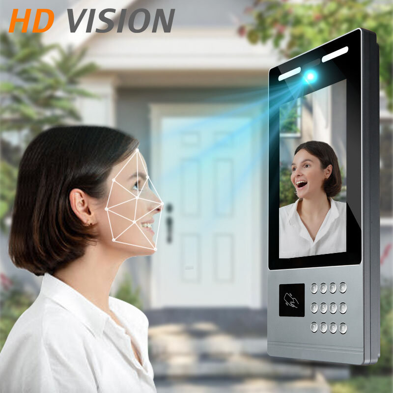 10.1-inch visual campainha interphone sistema suporta cartão ic senha reconhecimento rosto desbloquear câmera visão hd