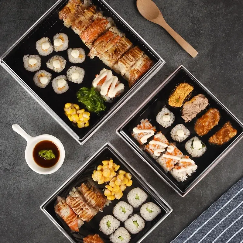Boîte à Sushi en Plastique avec Produits Personnalisés, Emballage à Emporter, Sashimi Japonais, Cadeau Commercial
