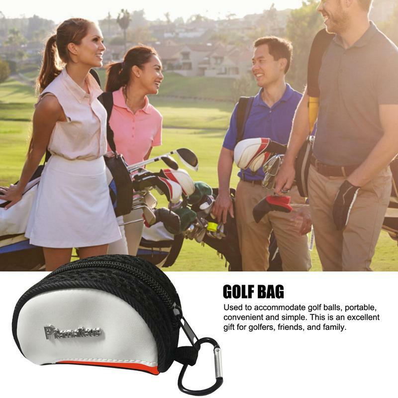 Tas kantong bola Golf, dengan ritsleting Mini tas pegangan kaus dengan Carabiner bola Golf tas pinggang pembawa