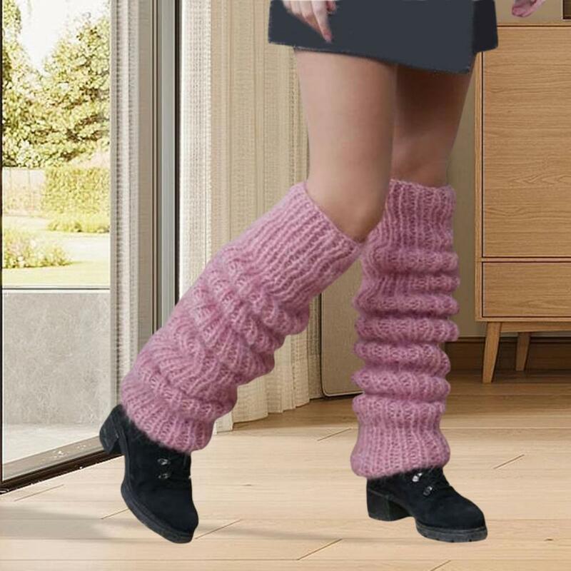 Over-the-knee Footless Socks Cozy Thick Knitted Winter Calf Socks with Anti-slip Warm Pile Leg for Jk for Weather for Women